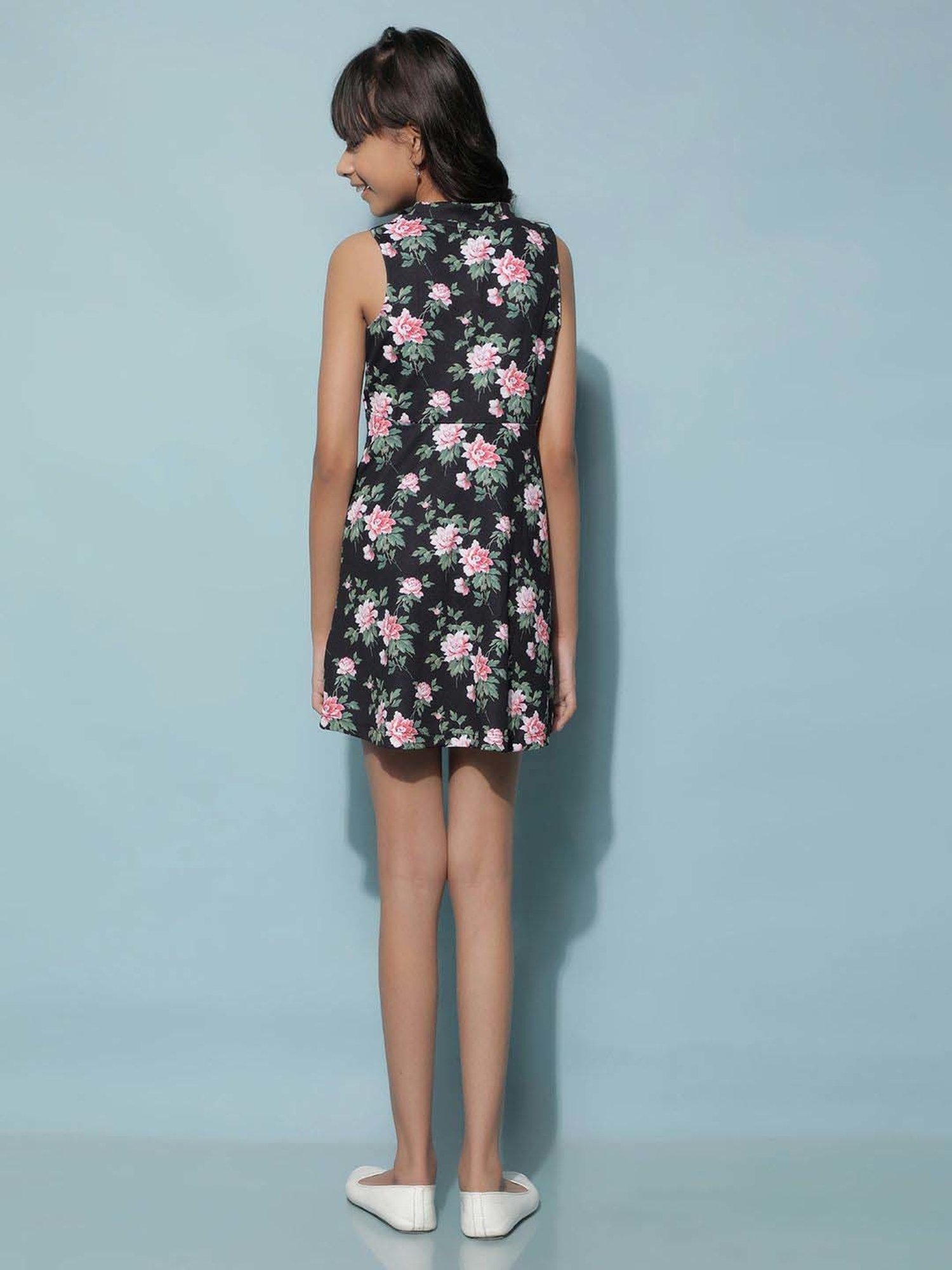 Crimsoune Club Girls Black Floral Dress