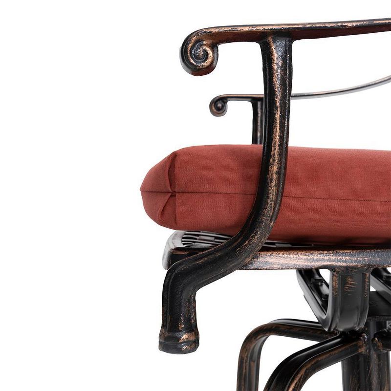 Outdoor Counter Height Cast Aluminum Swivel Bar Stool with Sunbrella Cushion - Red - Crestlive Products