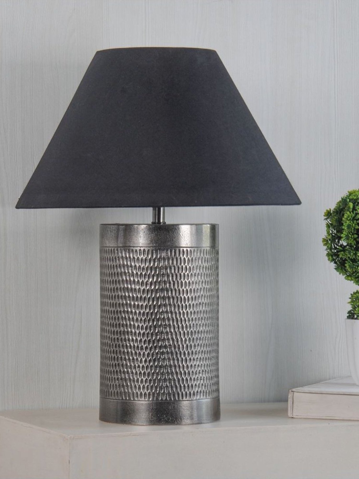 Kapoor Lamp Shades Brown & Black Aluminium Ohagun Carved Table Lamp