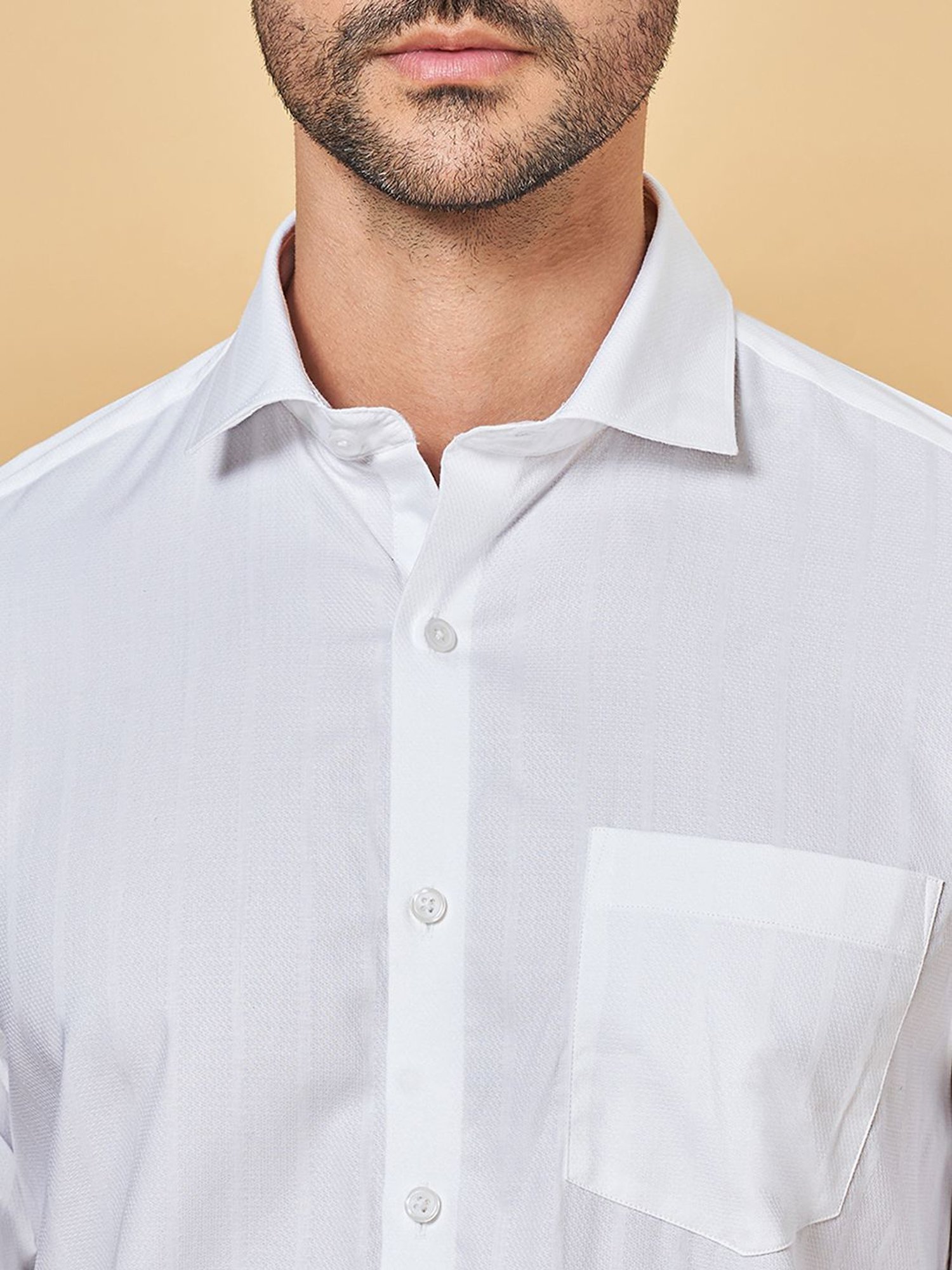 Peregrine by Pantaloons White Cotton Regular Fit Shirt