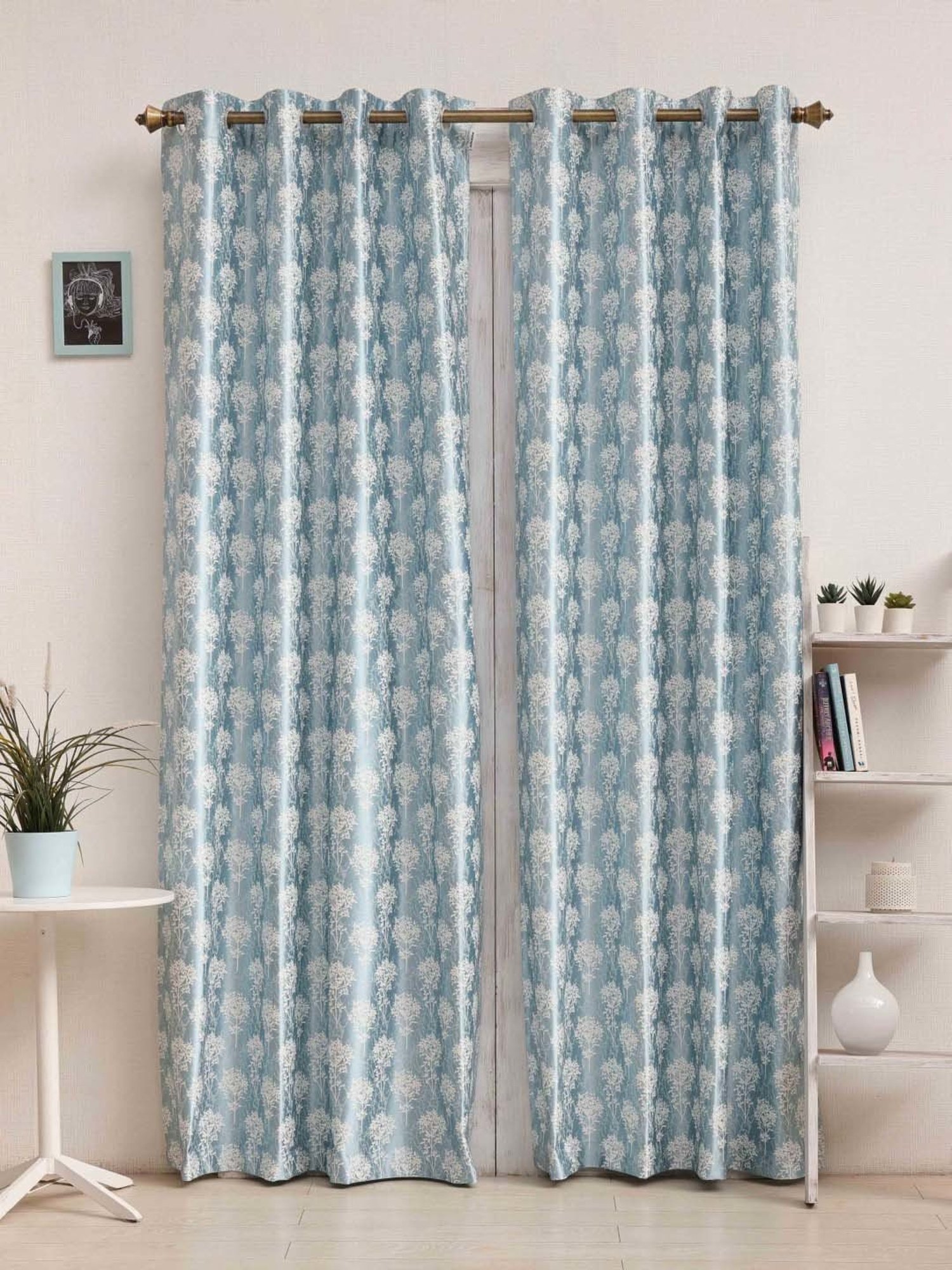 Swayam Brown Paisley J&B Blackout Eyelet Door Curtain - Single Piece (7 Ft)