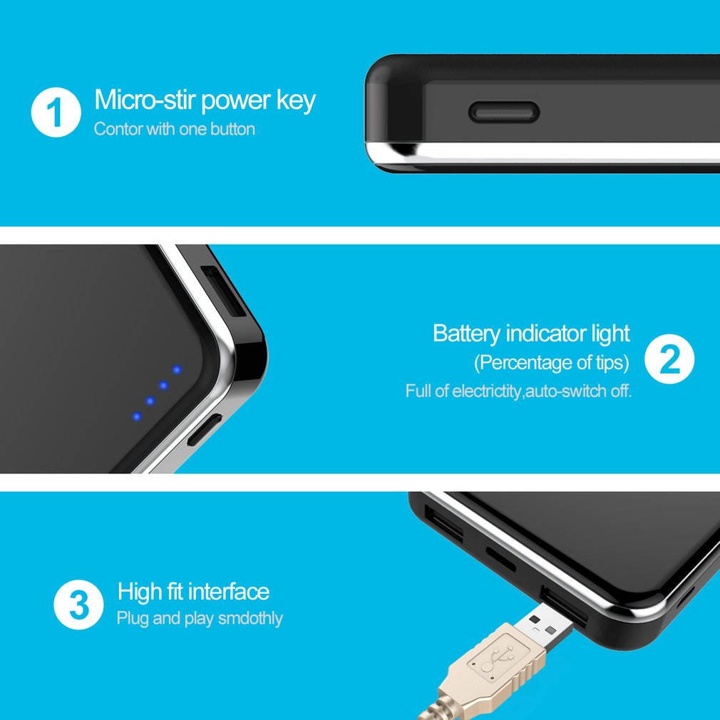 Aigo 5V/2A 10000mAh Micro-USB Polymer Core Ultra Slim Dual USB Ports Portable External Battery Fast Charging Charger Power Bank