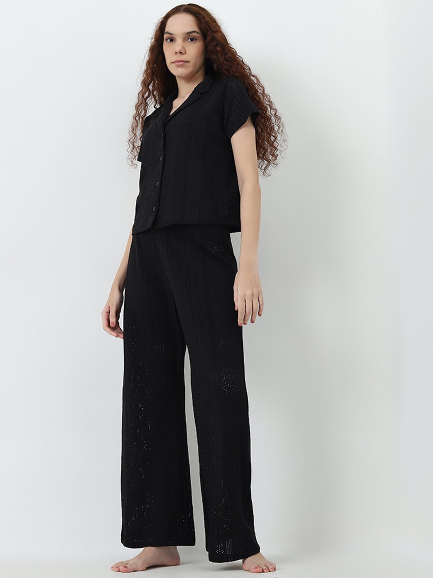 Superstar by Westside Black Embroidered High-Rise Pants