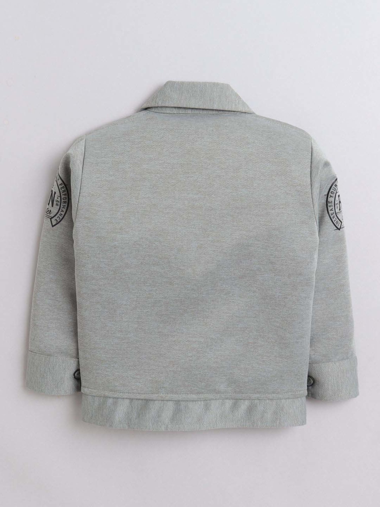 Fourfolds Boys Grey Printed Full Sleeves Clothing Set