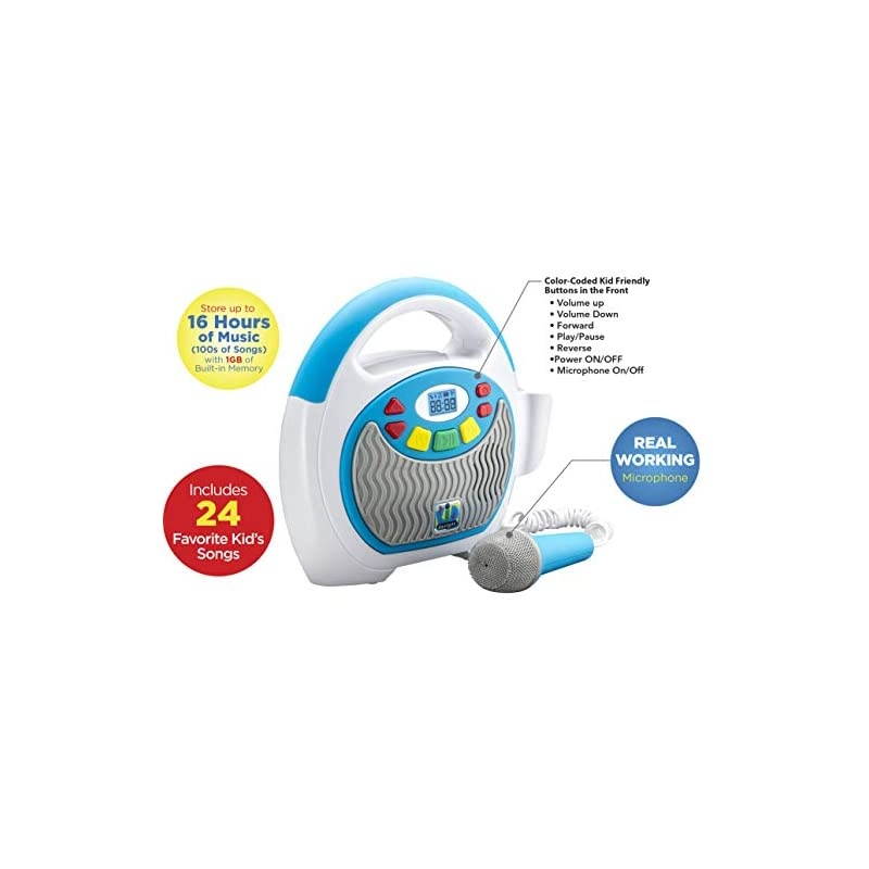 KIDdesigns Mother Goose Club Bluetooth Sing Along Portable MP3 Player Real Mic 24 Songs Storesup to 16 Hours of Music 1 GB Built in Memory USB Port
