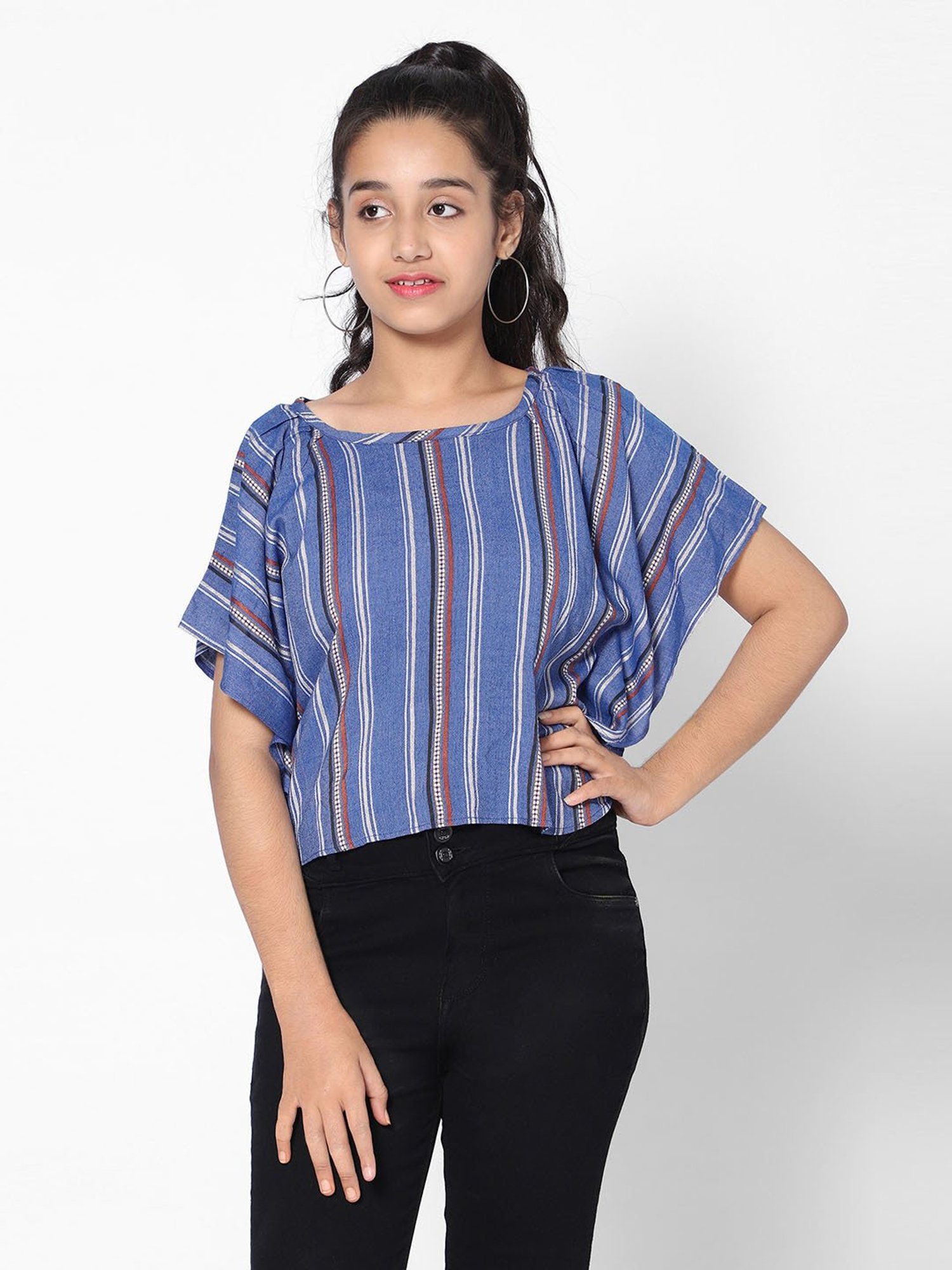 TeenTrums Girls Blue Striped Top