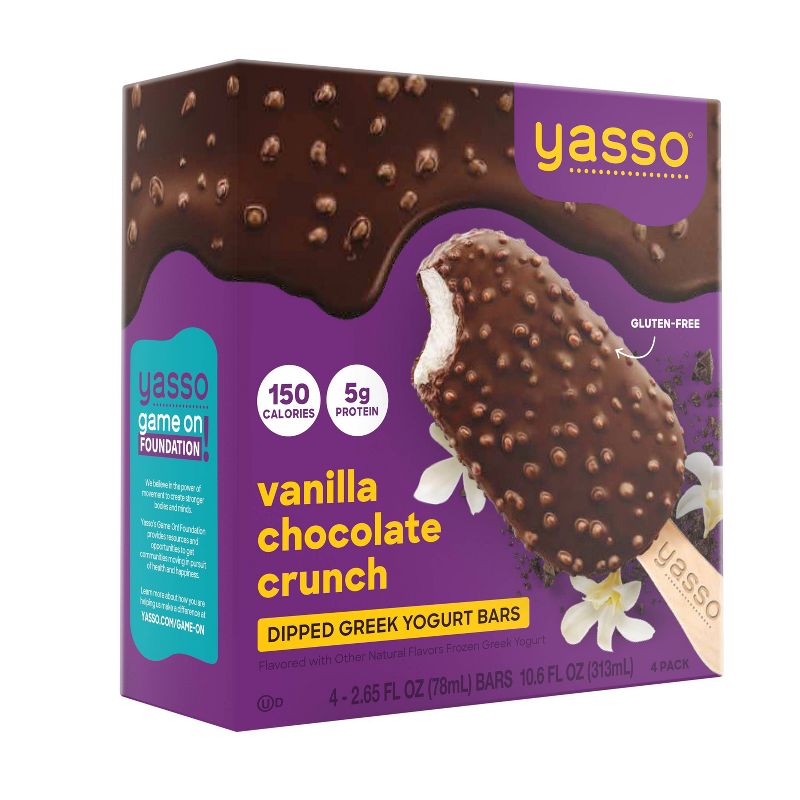 Yasso Frozen Greek Yogurt Indulgent Vanilla Dark Chocolate Crunch - 4ct