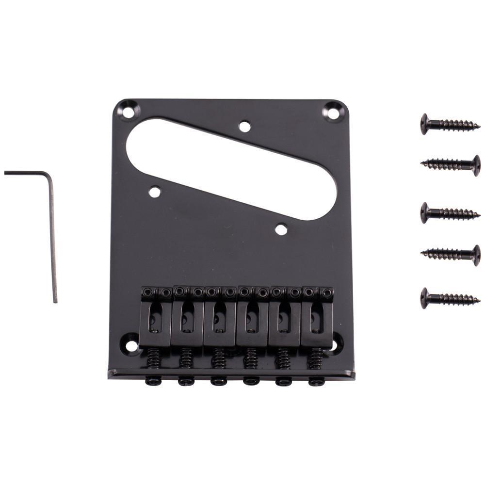 Black Hardtail Bridge for Tele Style Electric Guitars