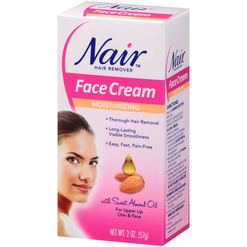 Nair Hair Remover Moisturizing Face Cream with Sweet Almond Oil - 2oz