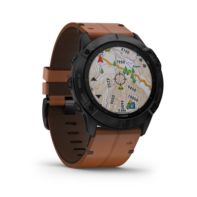 Garmin fenix 6X Sapphire Black - Brown Leather Band