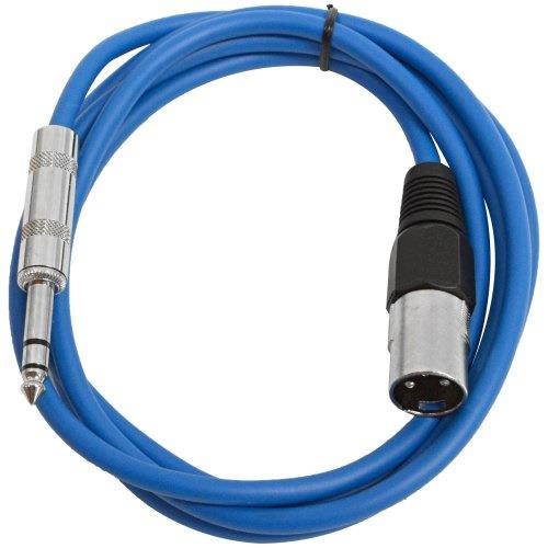 Seismic Audio - Blue 6 foot XLR Male to TRS Male Patch Cable - Snake Microphone Cord