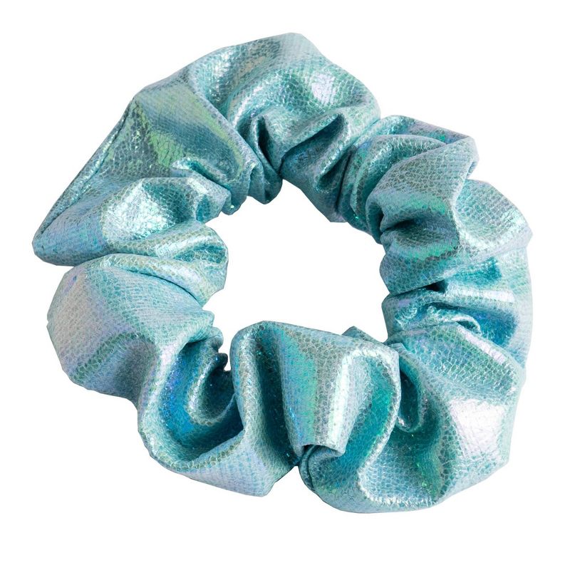 Lily Frilly Faux Leatherette Scrunchie Set - Yellow/Pink/Blue