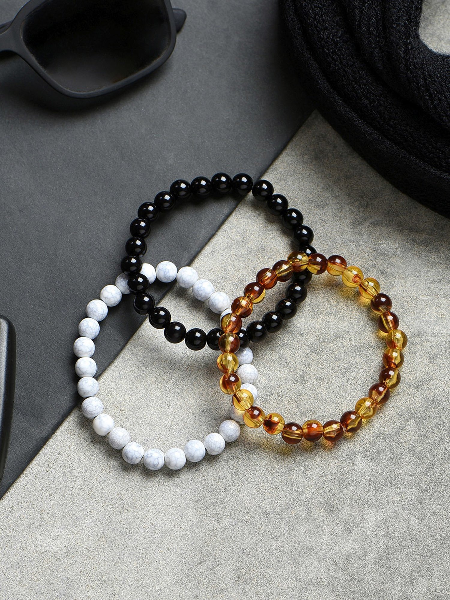 The Bro Code Attractive Multi Flexible fit Bracelet for Men - Set of 3