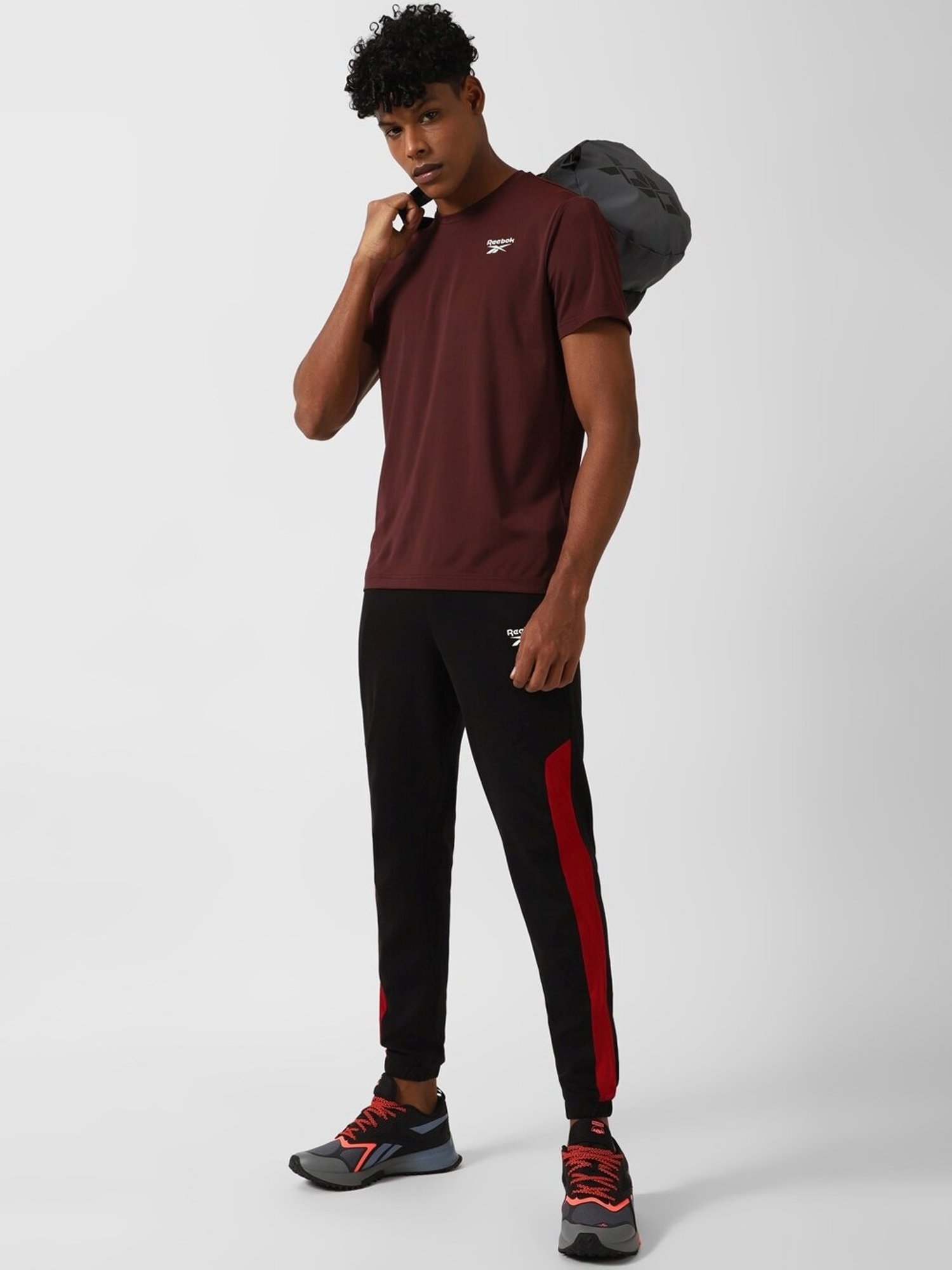 Reebok Maroon Slim Fit Sports T-Shirt