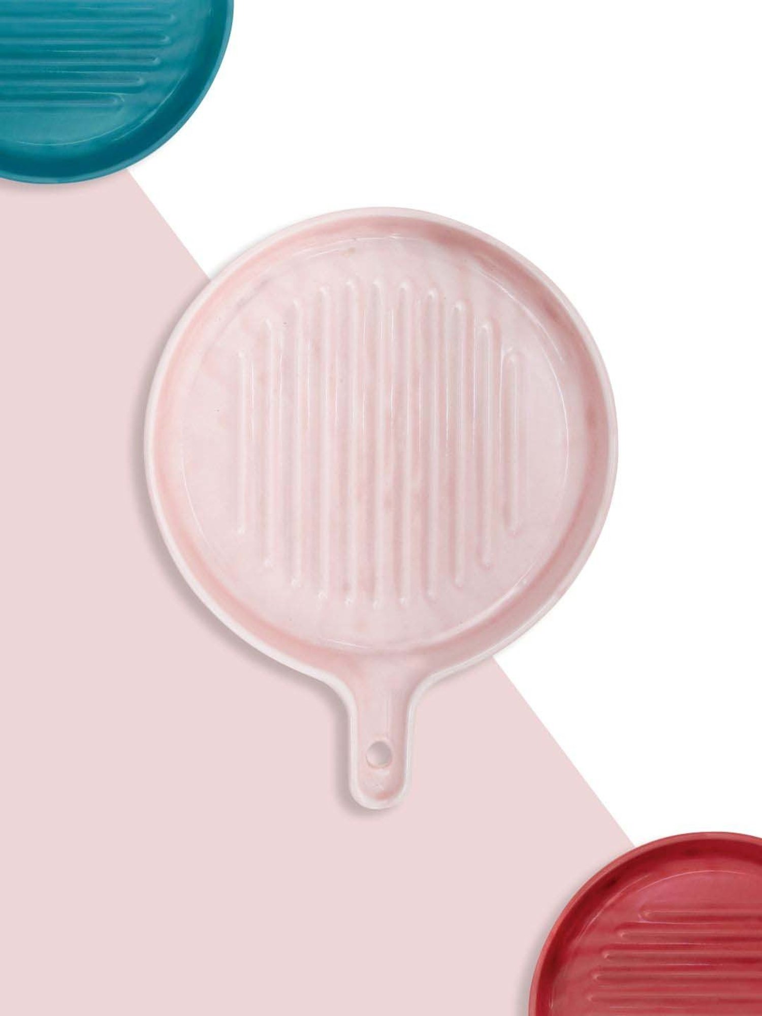 Clay Craft Pink Ceramic Round Grill Plate