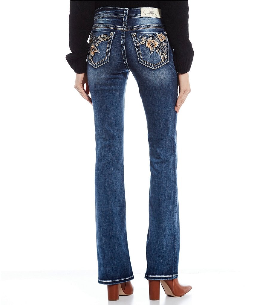 Miss Me Embroidered Floral Pocket Bootcut Jeans