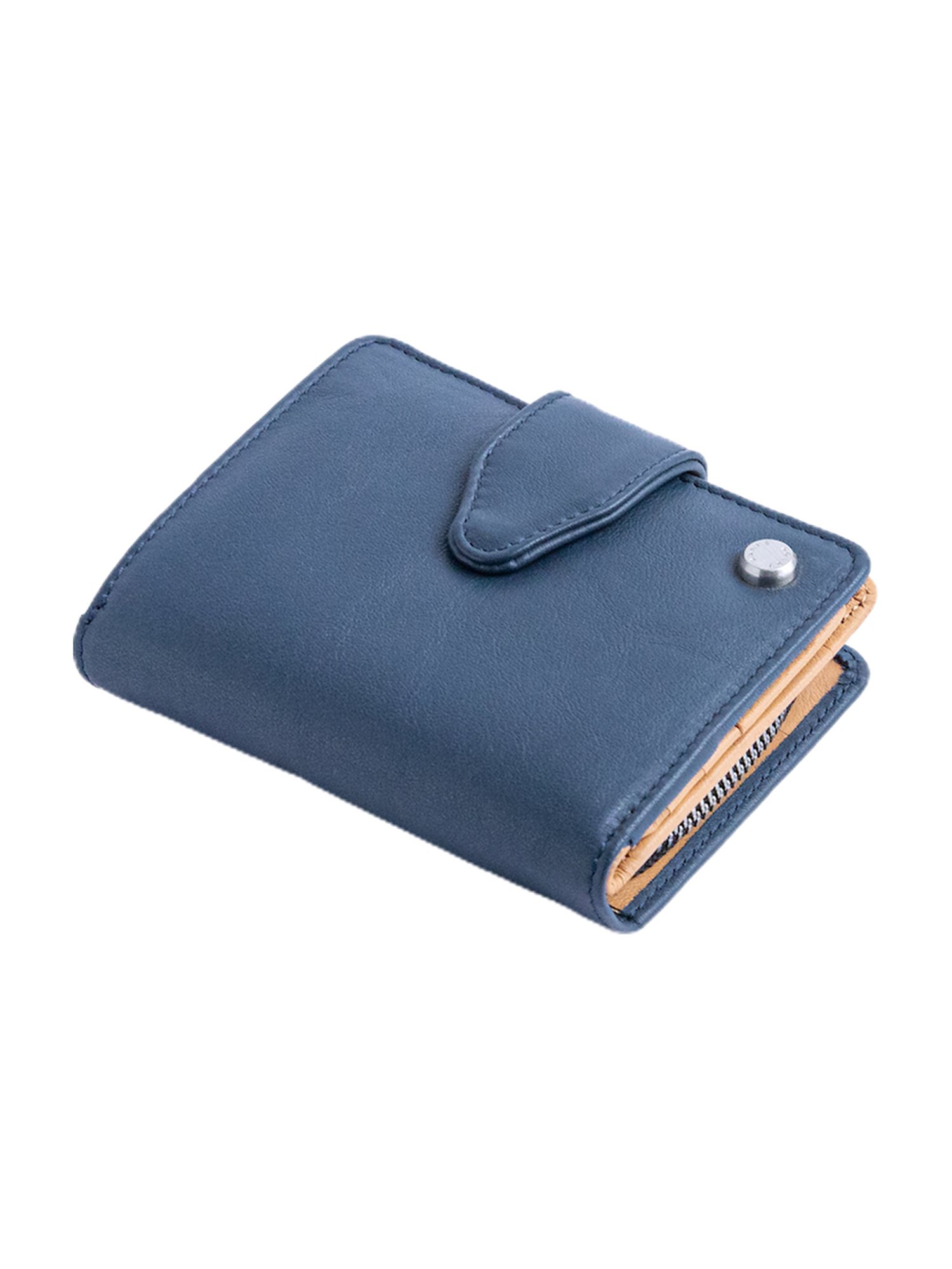 James Aston Gregoria Blue Leather Bi-Fold Wallet for Women