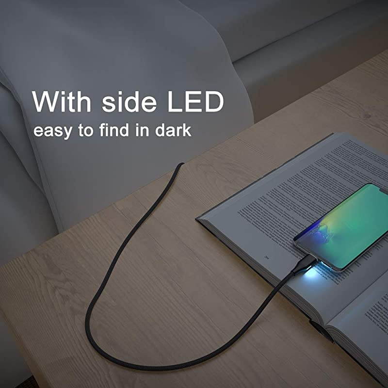 Gen10 3 in 1 Nylon Fast Charging Cable Compatible with Micro USB & USB-C Smartphones and i-Product (5 Pack,1ft red,3.3ft/5ft/6.6ft/6.6ft Black)