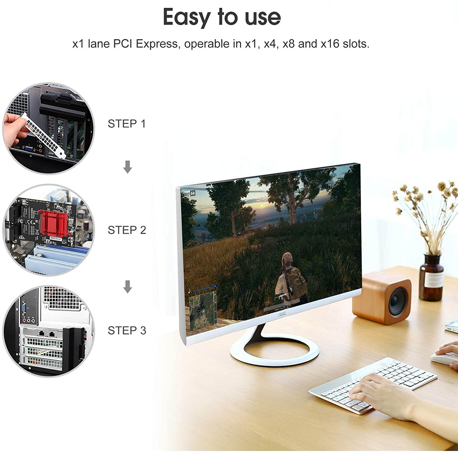 Dual Port 1Gbps PCIe Network Card with Intel 82576 Chip, Gigabit Ethernet Converged Adapter, 2 RJ45 Ports PCI Express NIC Card for Server Support Windows/Windows Server/Linux/Freebsd/DOS