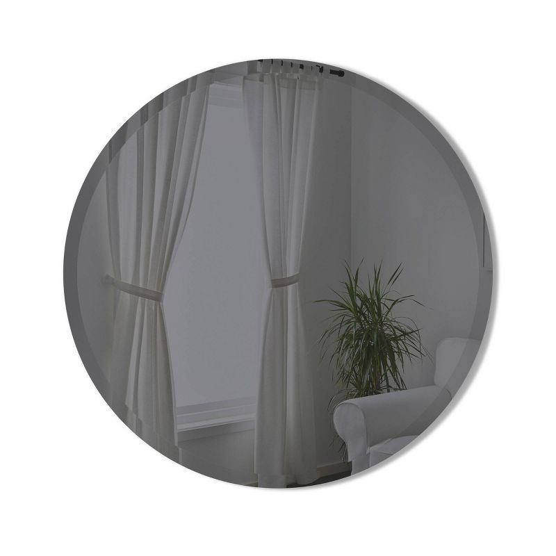 24" Hub Bevy Beveled Round Wall Mirror Smoke - Umbra