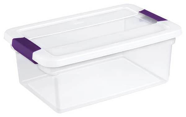 Sterilite 15 Quart ClearView Latch Storage Container With Sweet Plum Handles 17