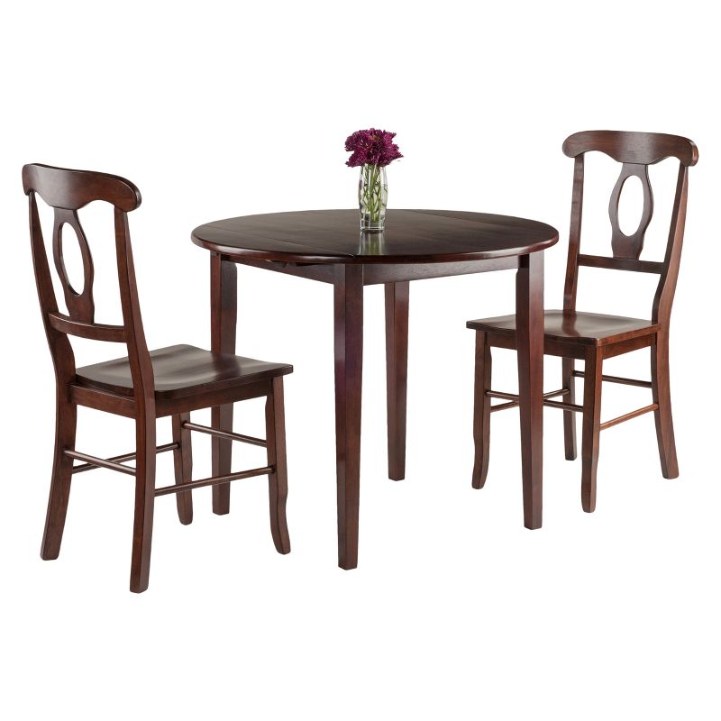3pc Clayton Drop Leaf Dining Sets with 2 Keyhole Back Chairs Walnut - Winsome