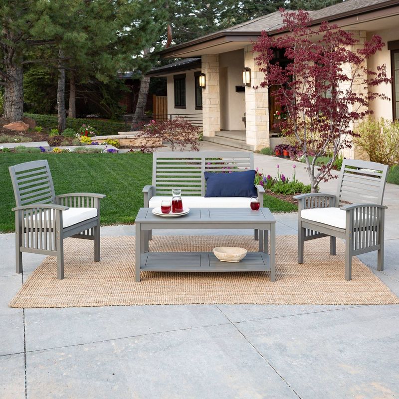 4pc Classic Outdoor Patio Chat Set - Gray Wash - Saracina Home
