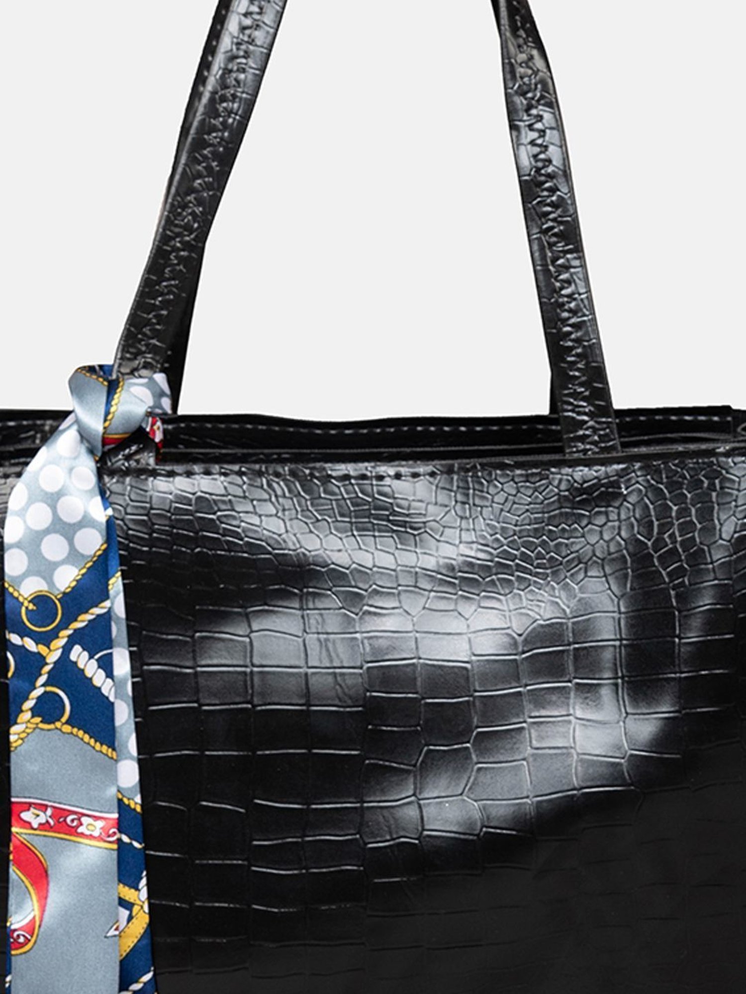 Gaurapakhi Black Textured Large Tote Bag
