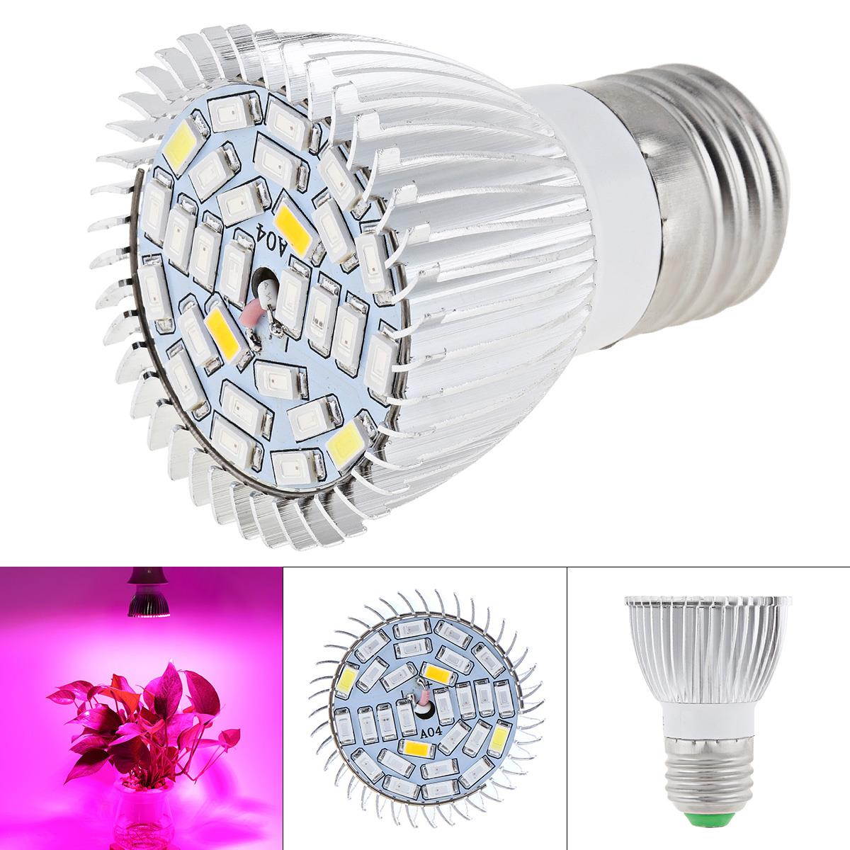 E27 85V-265V 28W 28 LEDs Plant Fill Grow Light Full Spectrum Band Red 15 Blue 7 & Warm 2 White 2 & Infrared 1 UV 1 for Grow Tent / Bonsa