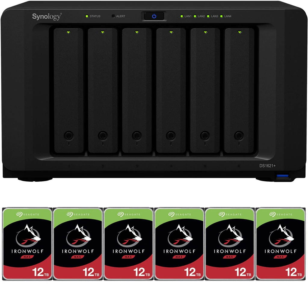 Synology DS1621+ DiskStation with 8GB RAM and 60TB (6 x 10TB) of Seagate Ironwolf NAS Drives Fully Assembled and Tested By CustomTechSales