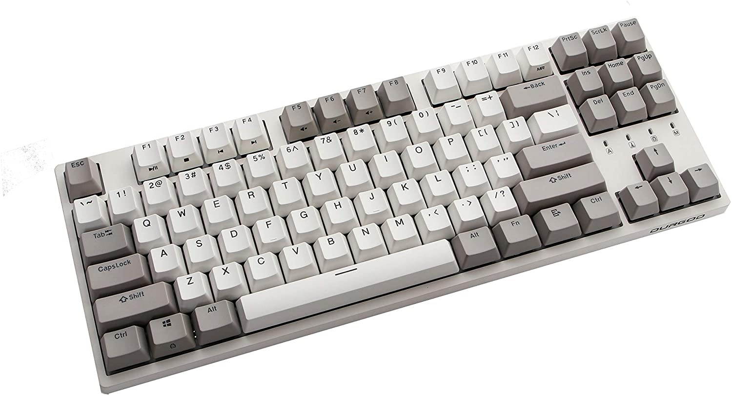 Durgod Taurus K320 TKL Mechanical Gaming Keyboard - 87 Keys - Double Shot PBT - NKRO - USB Type C (Cherry Clear, White)