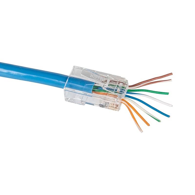 VDV826-763 Modular Connectors, Pass-Thru Modular Data Plugs for RJ45 and CAT6, Pass Through Connectors 200-Pack