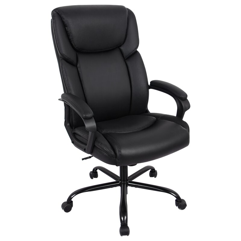 Executive Office Computer Desk Chair, PU Leather Reclining Adjustable Seat Height Swivel Ergonomic Design for Lumbar Support