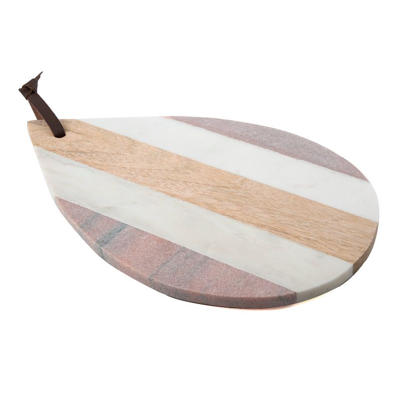 14" x 10" Marble and Mango Wood Tear Drop Serving Tray - Thirstystone