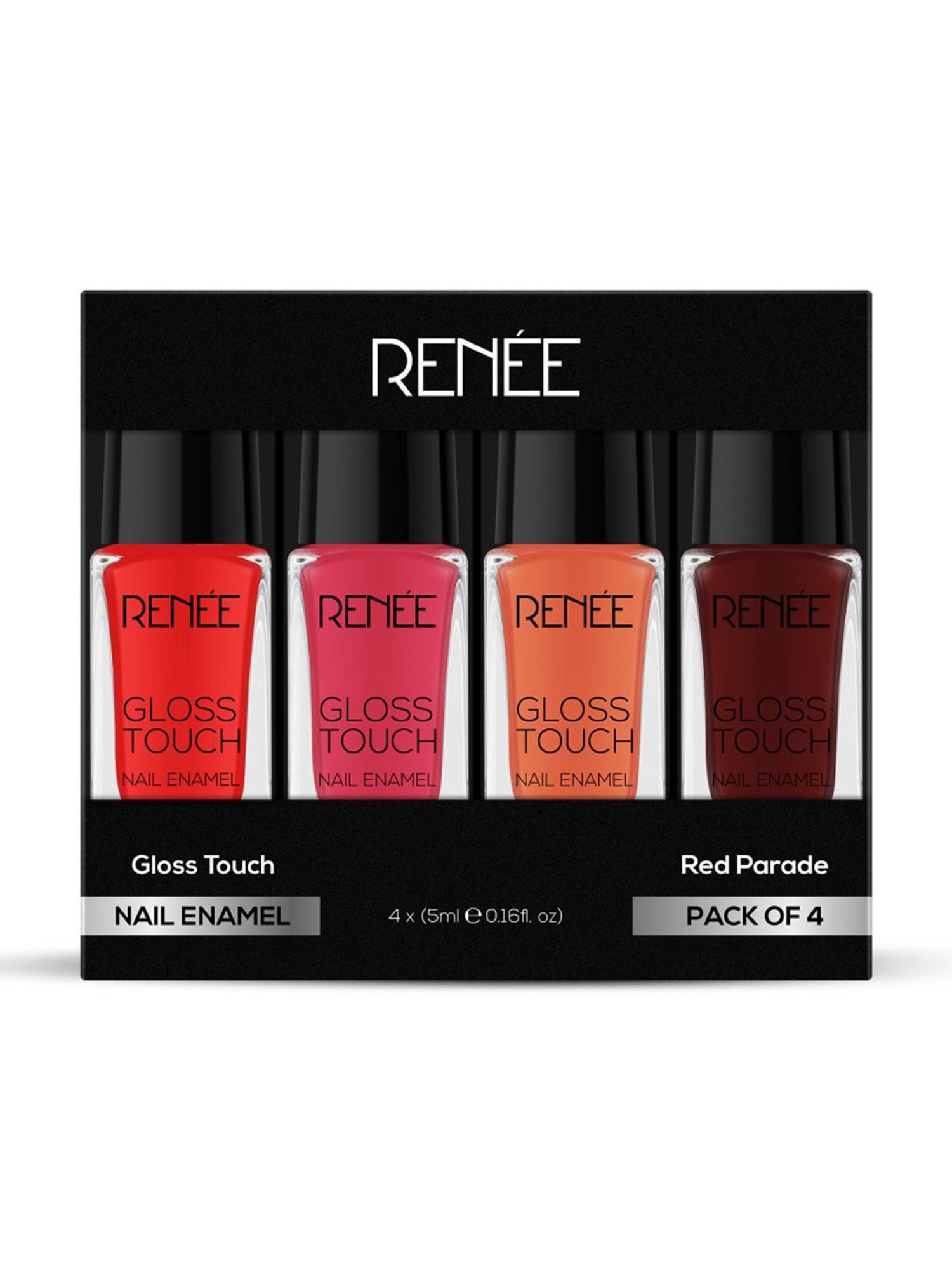 RENEE Gloss Touch N03 Red Parade Nail Enamel - Pack of 4