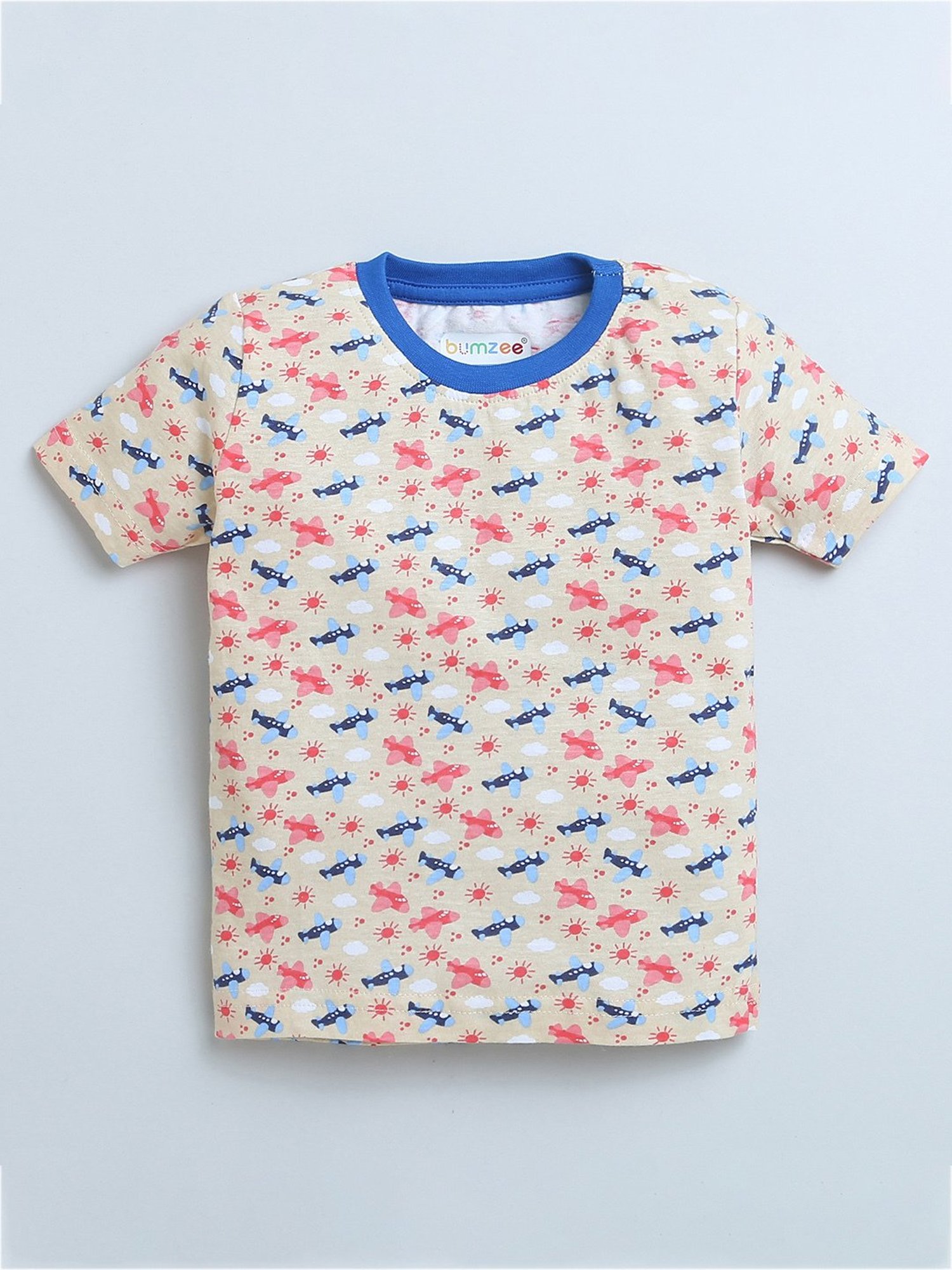 Bumzee Kids Beige & Red Shimmer T-Shirt (Pack Of 2)