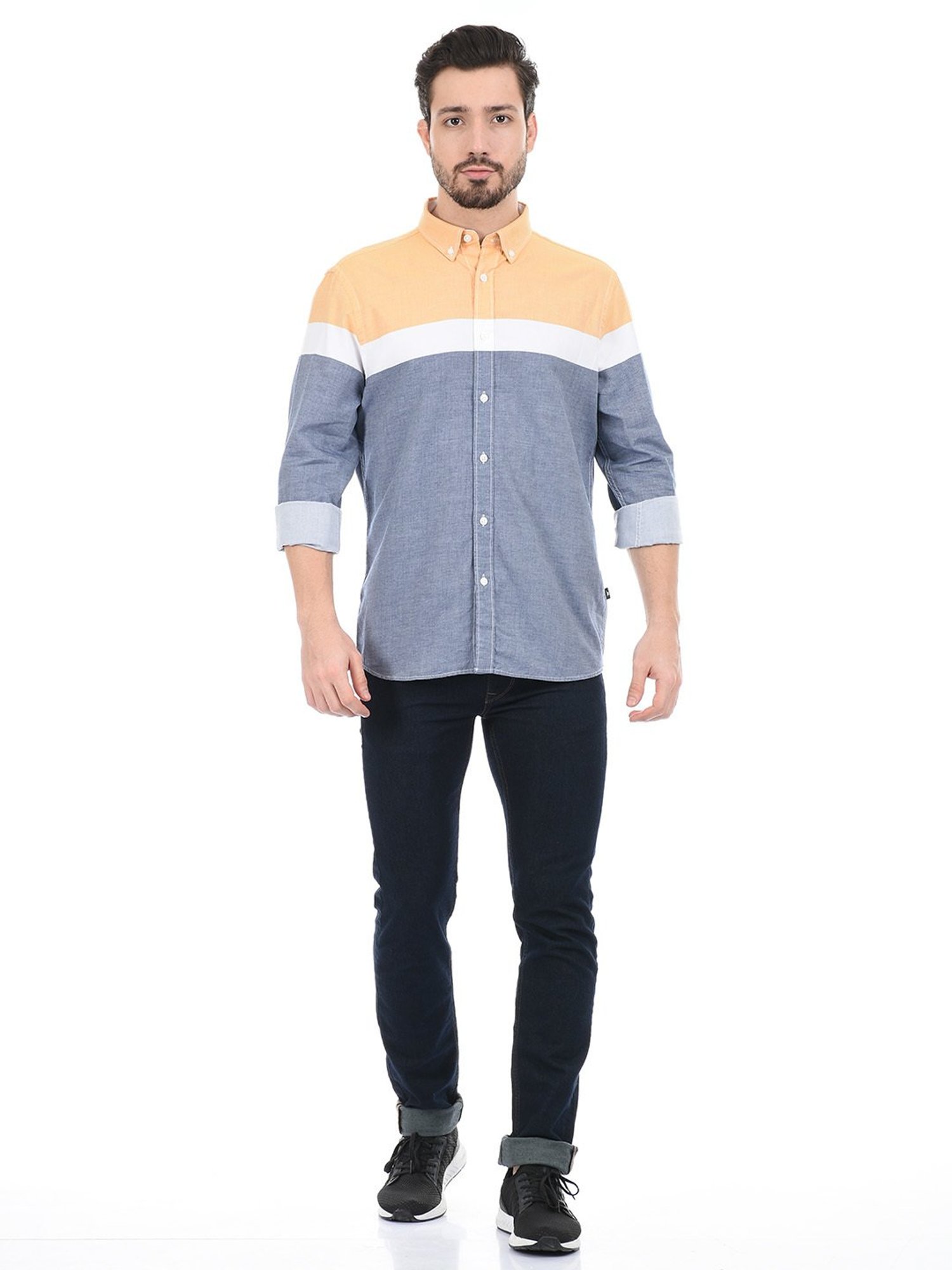 London Fog Blue Regular Fit Cotton Shirt