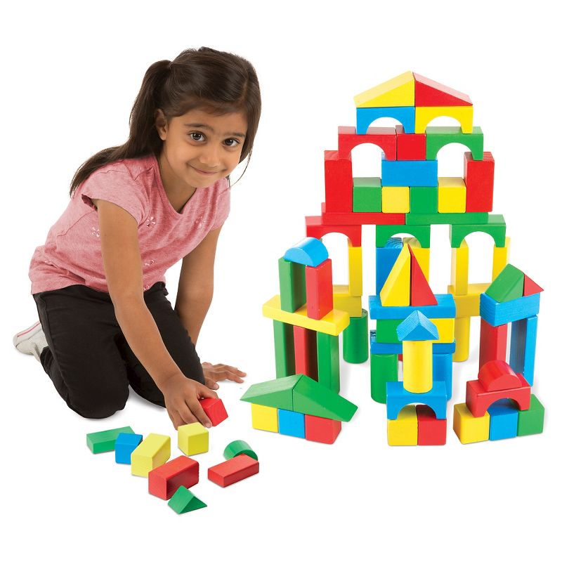 Melissa & Doug Wooden Building Blocks Set - 100 Blocks