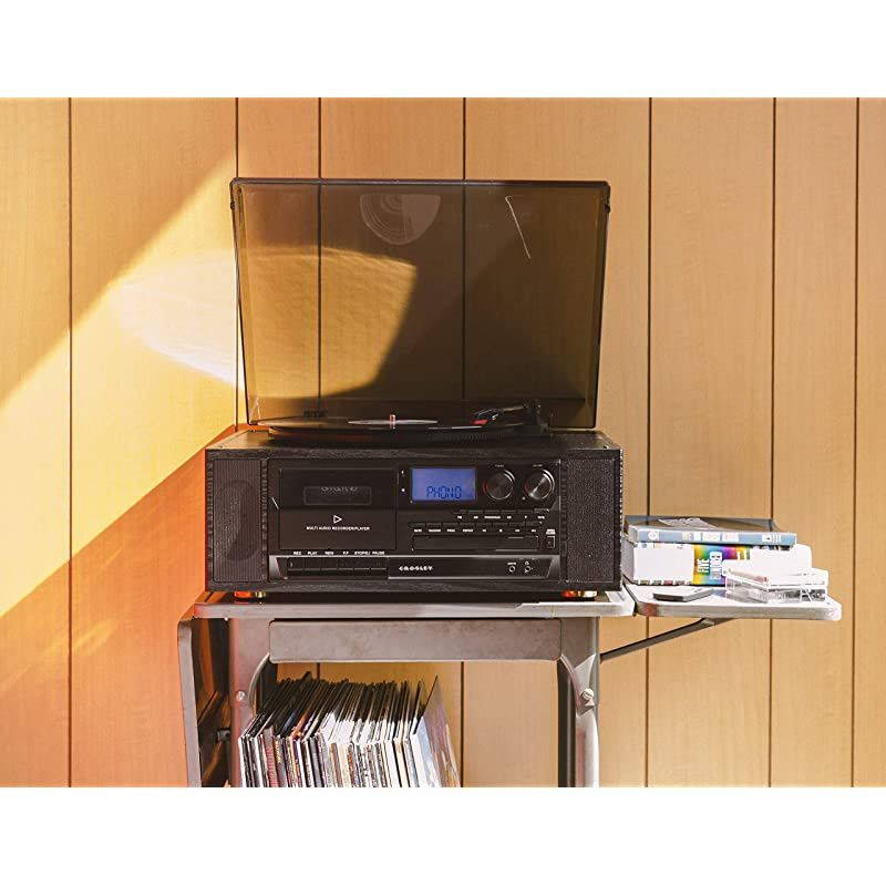 Ridgemont 3-Speed Turntable with Bluetooth, AM/FM Radio, CD Player, Cassette Deck, and Aux-in
