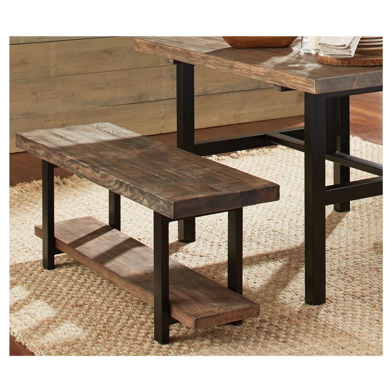 48" Pomona Solid Wood and Metal Entryway Bench Brown - Alaterre Furniture