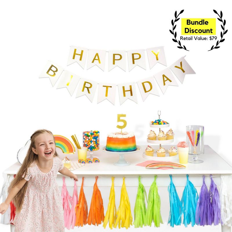 119pc Rainbow Party Supplies Great Value Ultimate Kit