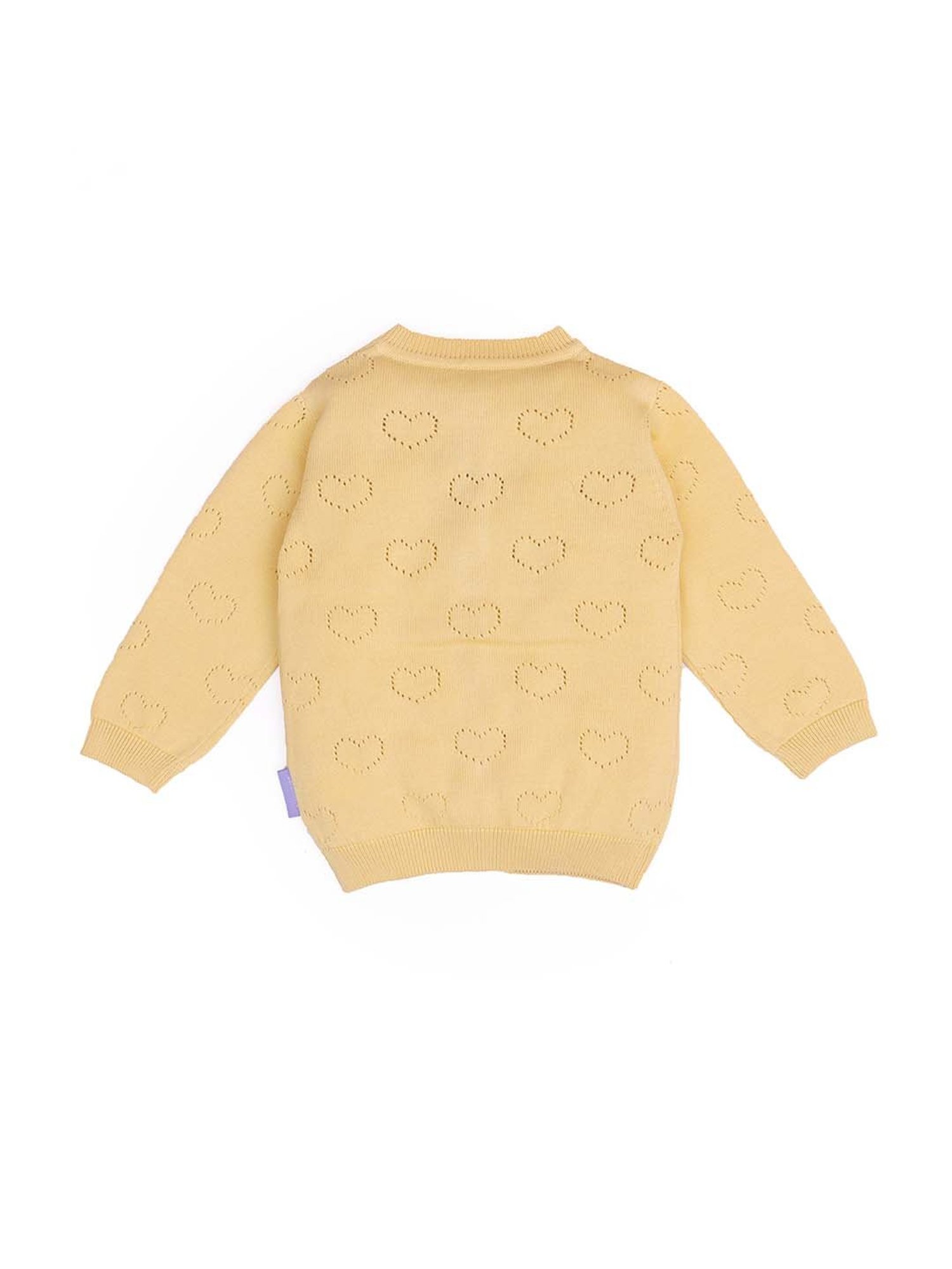 MINIKLUB Girls Green Self Design Full Sleeves Sweater