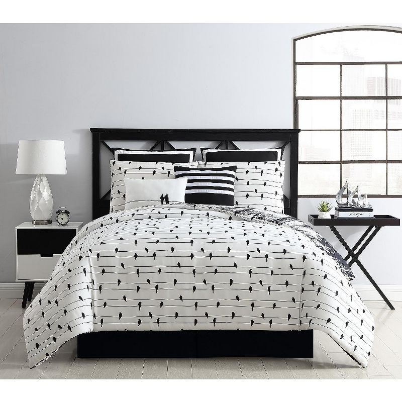 VCNY Home Woodland Reversible Black and White Comforter Set - Black 6 Piece Twin - Twin XL