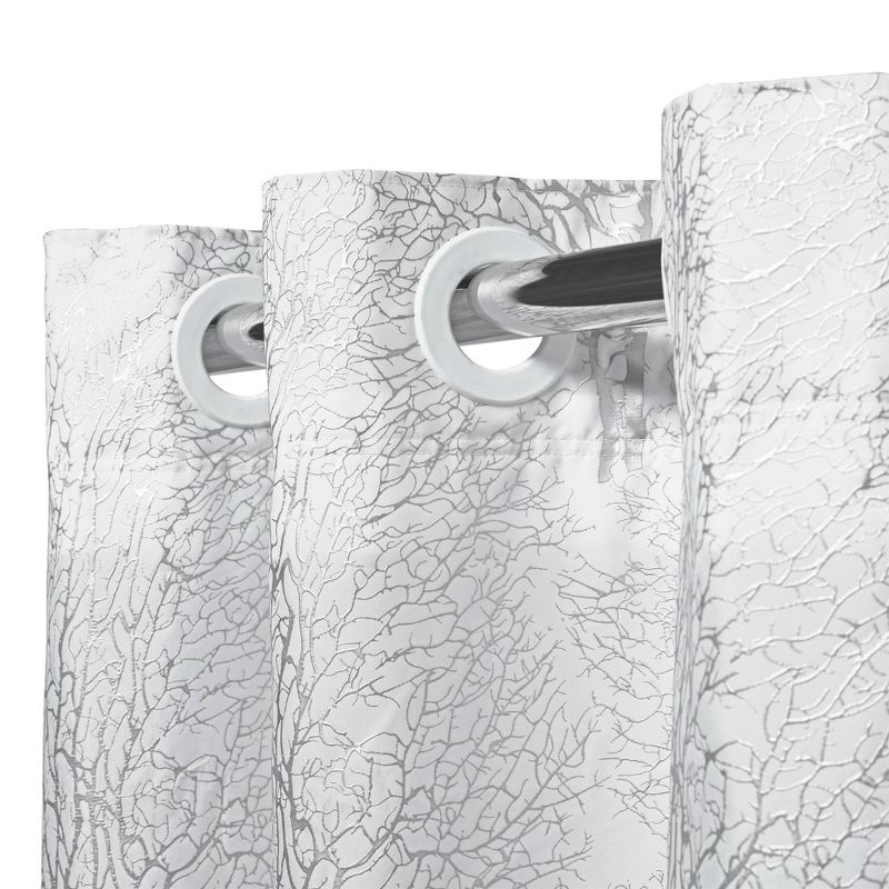Branch Shower Curtain with Fabric Liner Silver - Hookless