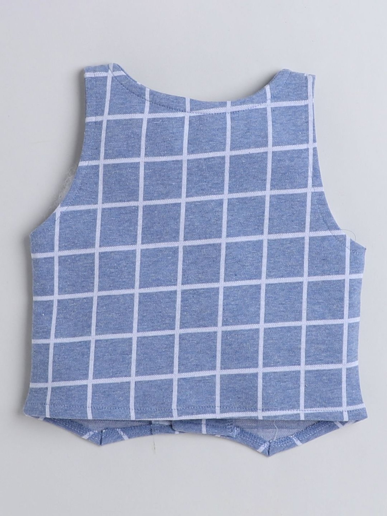 Bumzee Kids Grey & White Checks Full Sleeves Shirt, Waistcoat with Pants