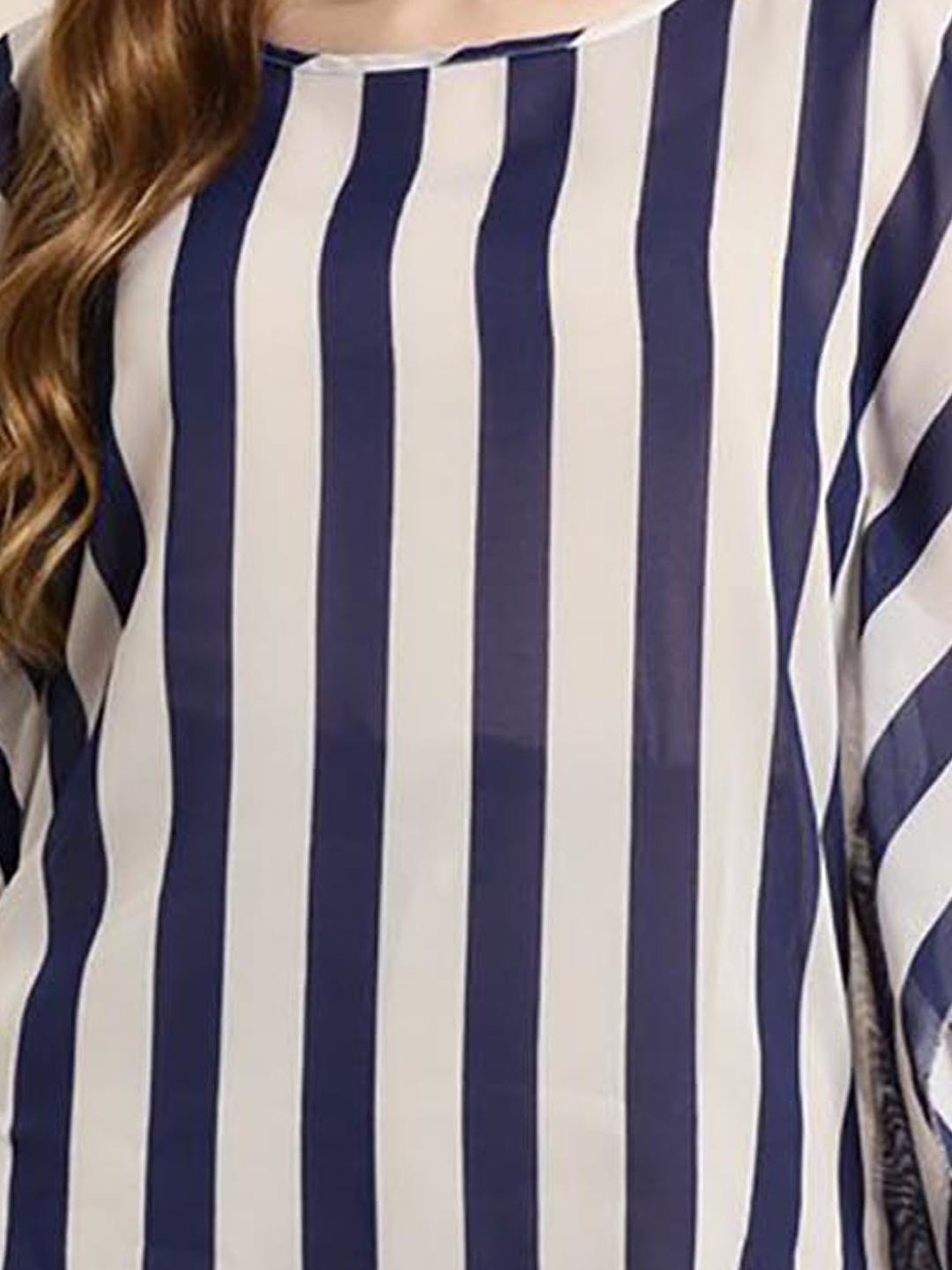 Qurvii Navy & White Striped Kaftan Top