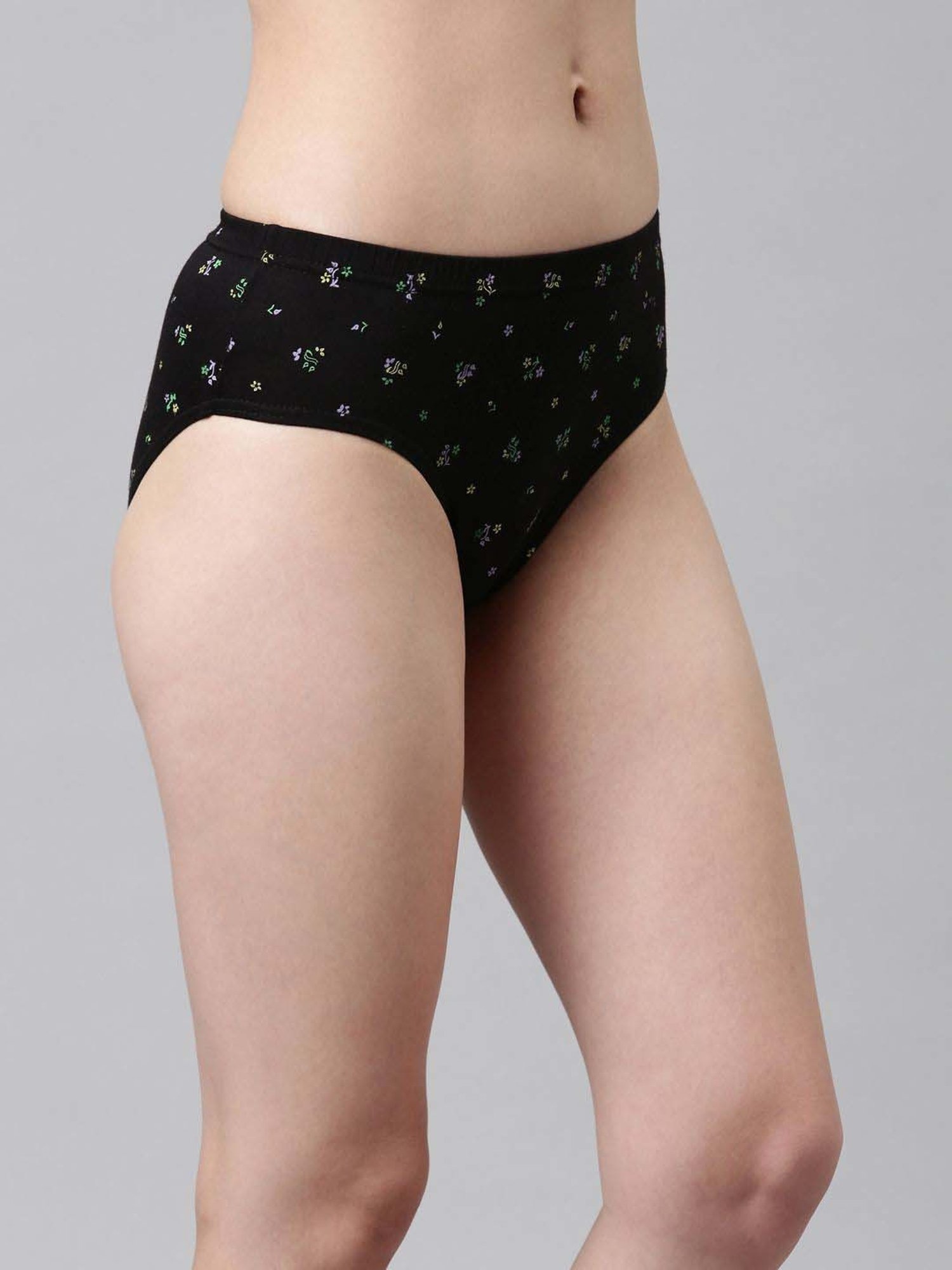 Dixcy Slimz Black & Grey Printed Hipster Panty - Pack Of 6