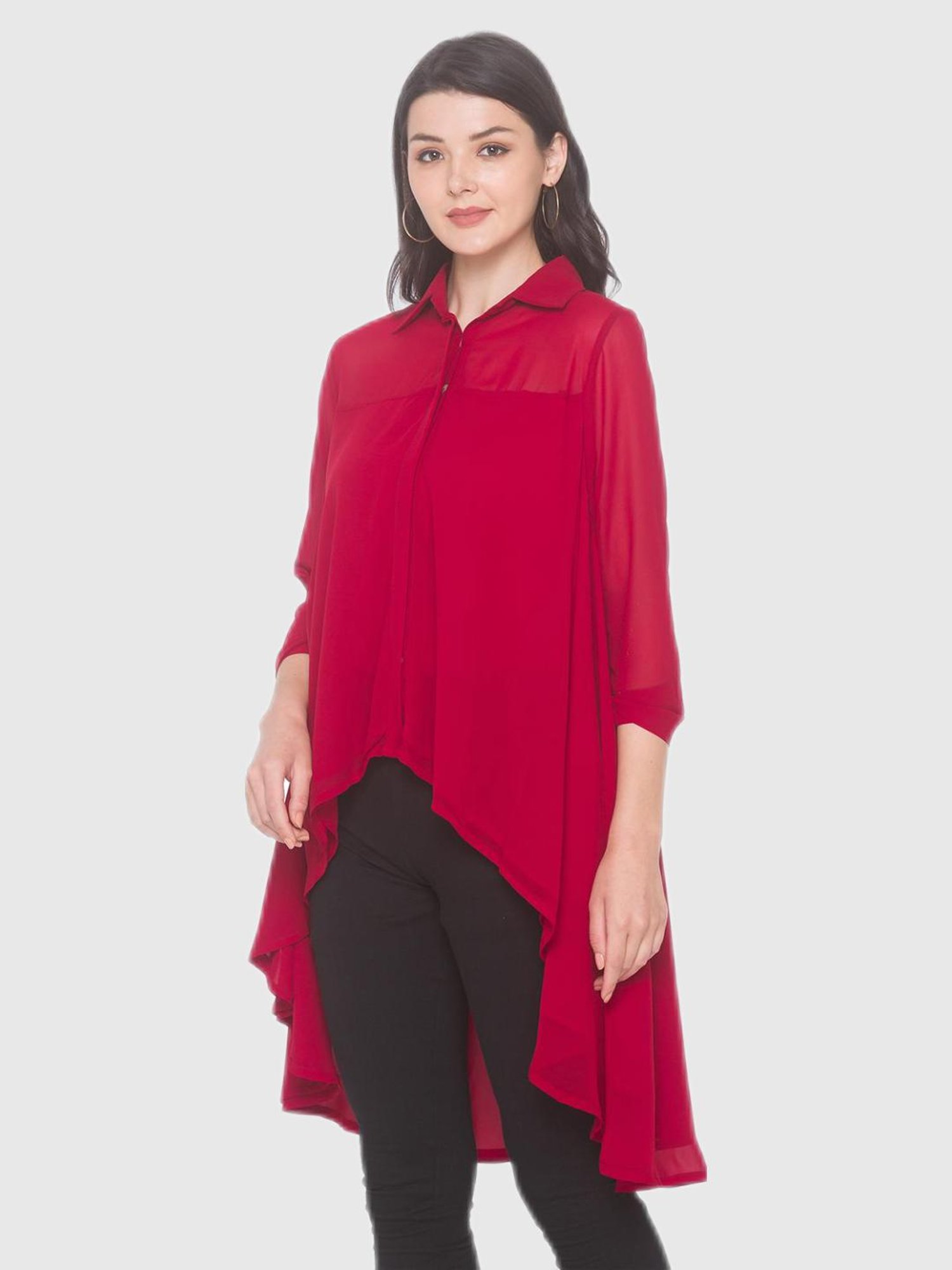 ITI Maroon Regular fit Shirts