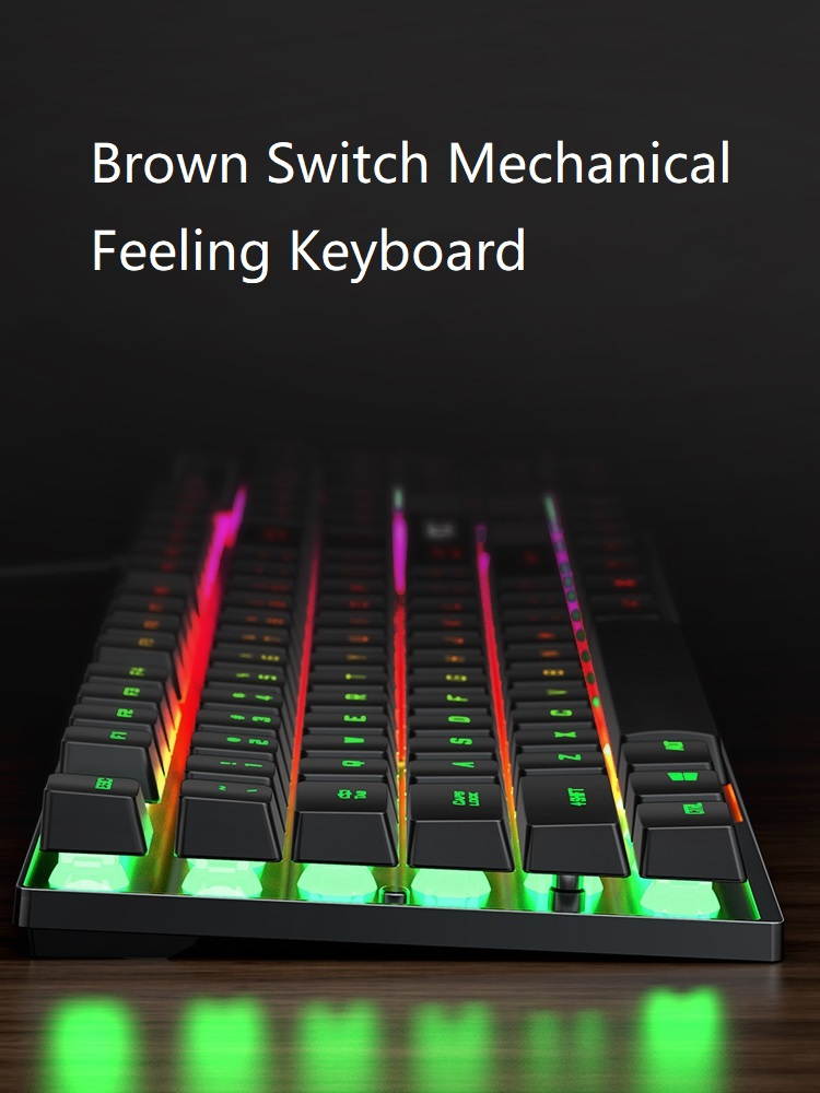 AOC KB121 Brown Switch Mechanical Feeling Keyboard for Office and Game, Support PC  and Laptop( Multi-colored Light Version)