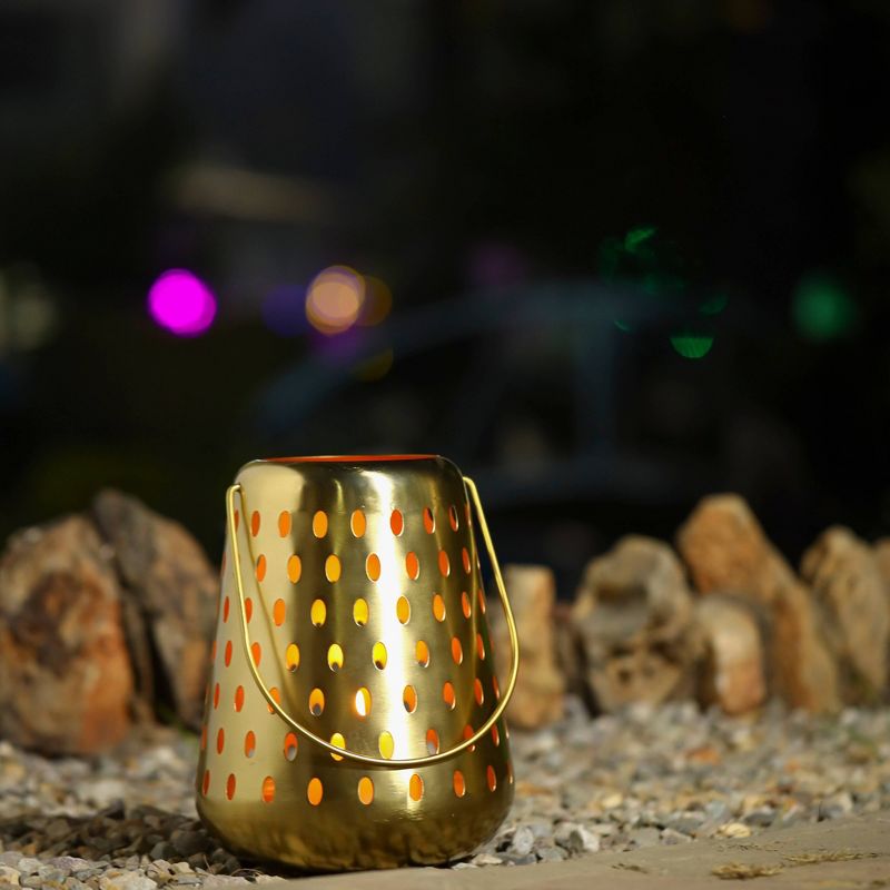 10" Small Metal Perforated Outdoor Lantern Gold - Opalhouse™
